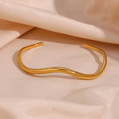 Irregular Wave-Shaped Minimalist Cuff Bracelet
