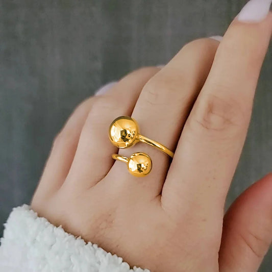 Minimalist Double Ball Statement Ring