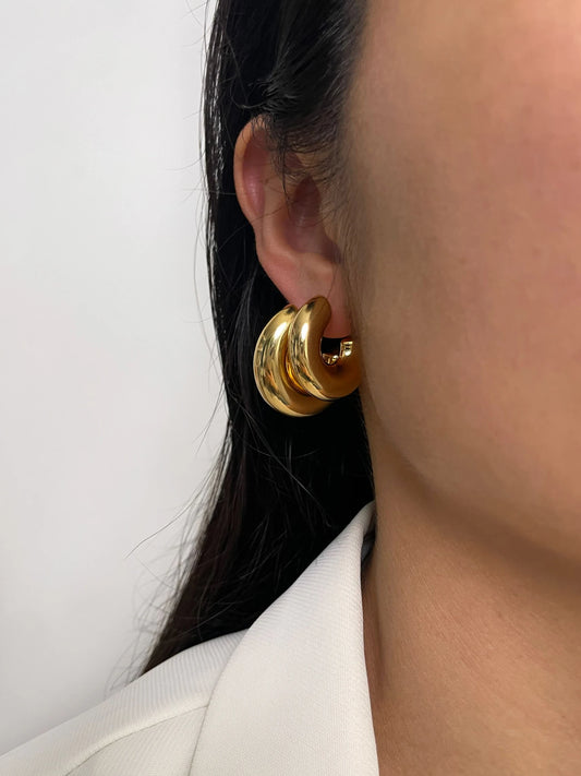 Bold C-Shape Hoop Earrings