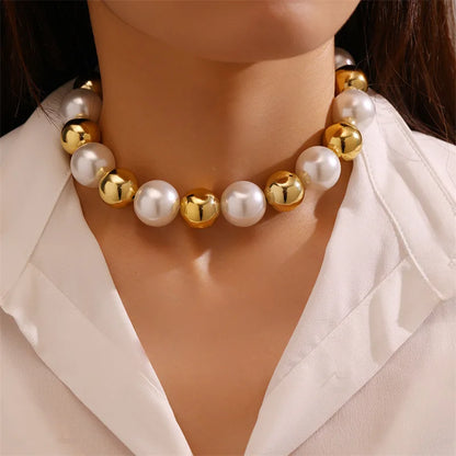 Elegant Pearl Bead Choker Necklace