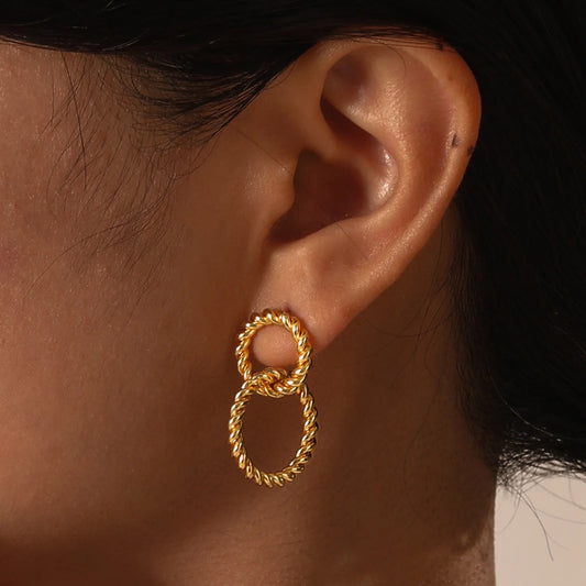 Double Circle Rope Drop Earrings