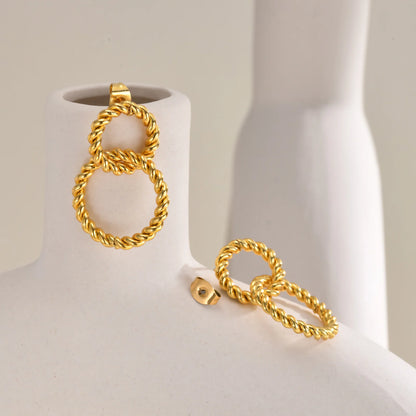 Double Circle Rope Drop Earrings
