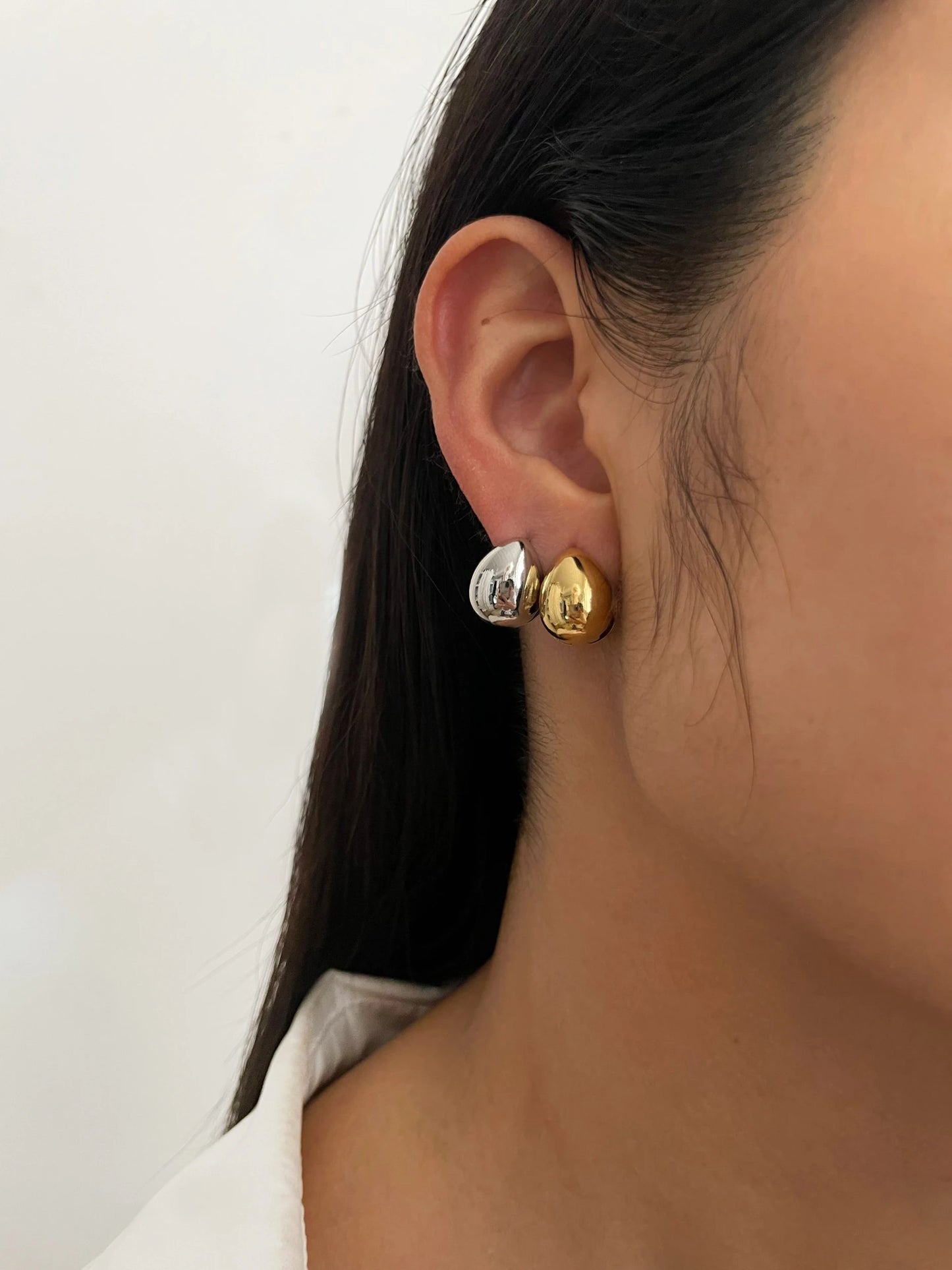 Minimalist Double-Faced Droplet Hoop Earrings