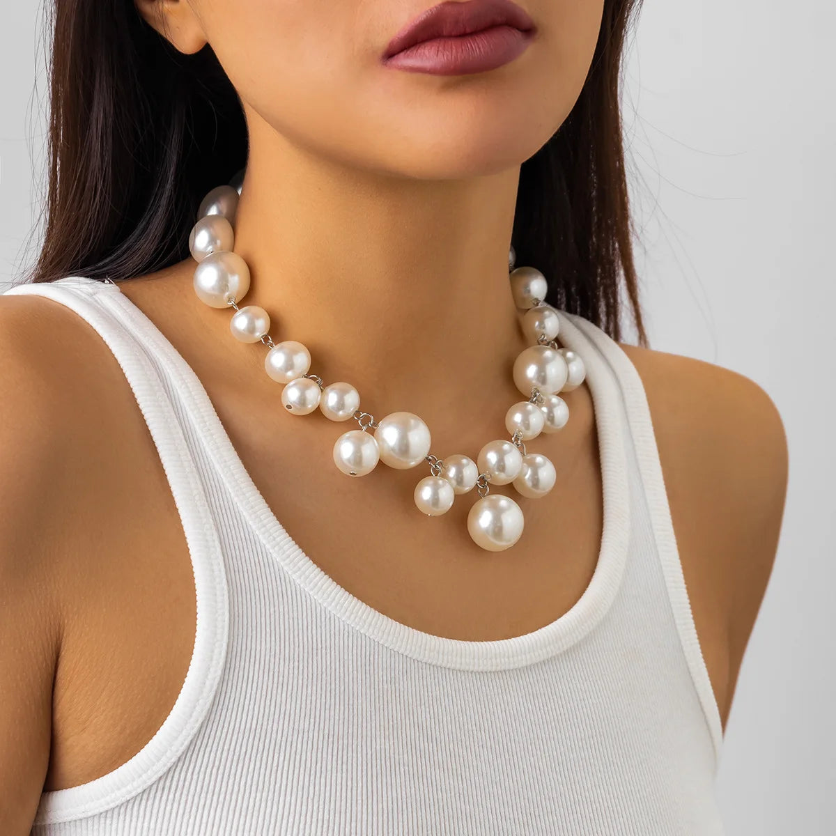 Statement Pearl Beaded Choker Necklace