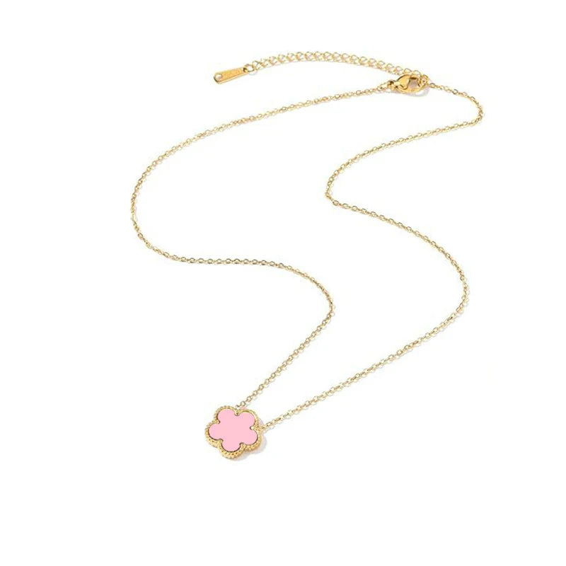 Five-Petal Double-Sided Pendant Necklace