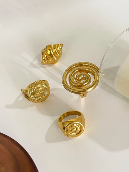 Glossy Spiral Chunky Open Ring