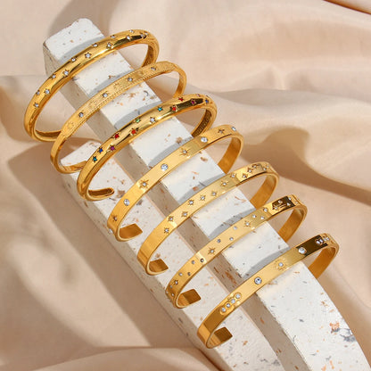 Star-Embellished Open Cuff Bracelet