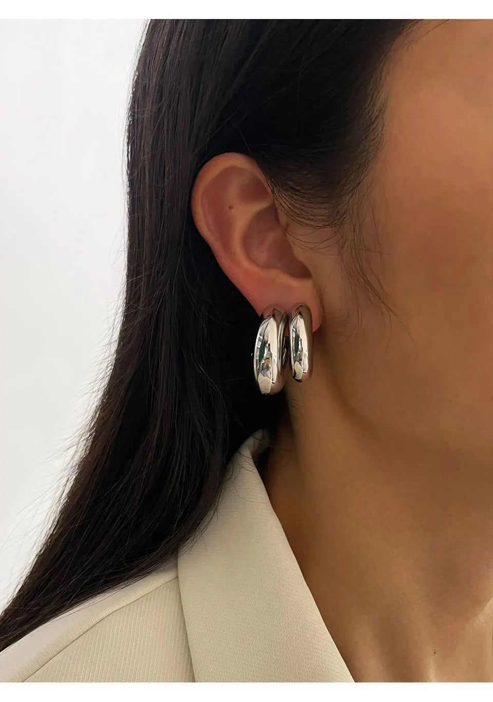 Bold C-Shape Hoop Earrings