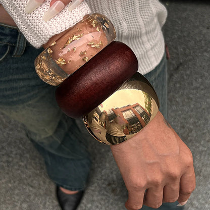 Bold Wood & Resin Geometric Bangles