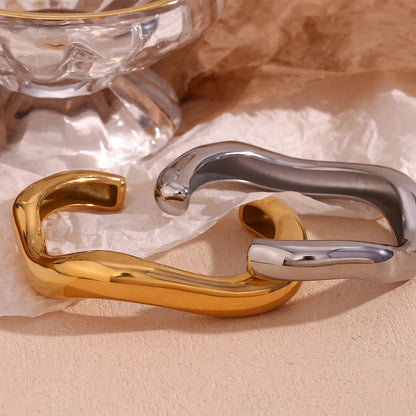 Modern Yellow Tone Cuff Bracelet