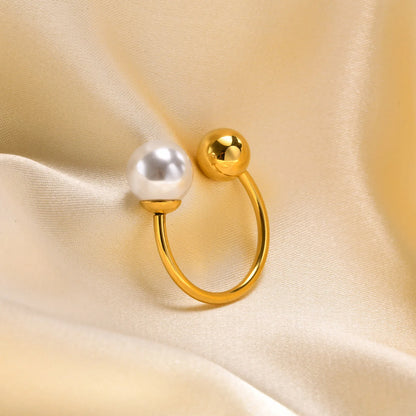 Modern Bypass Pearl Cuff Ring