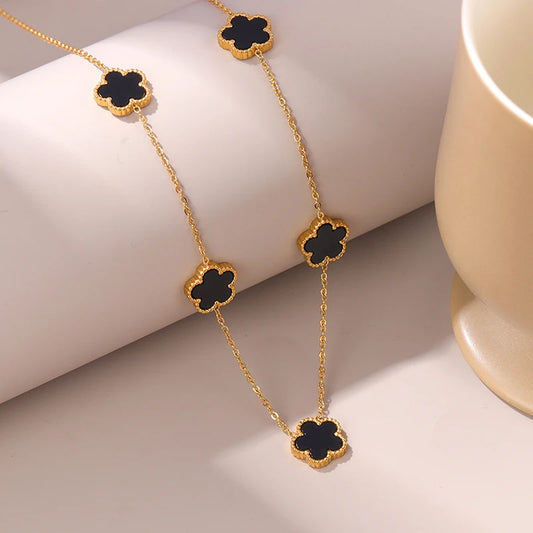 Five-Petal Double-Sided Pendant Necklace