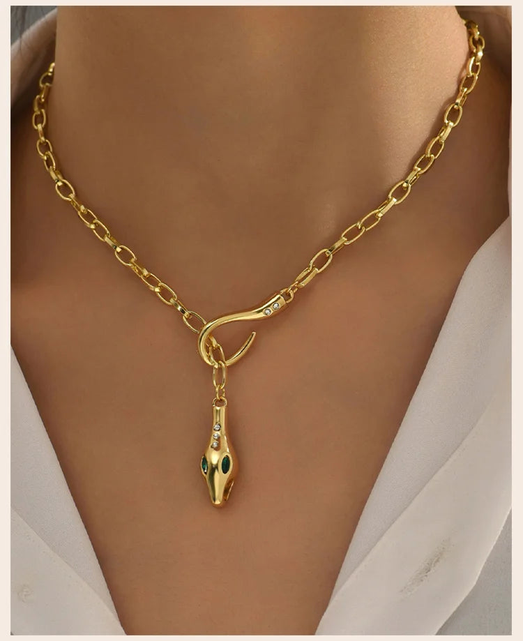 Statement Snake Pendant Necklace