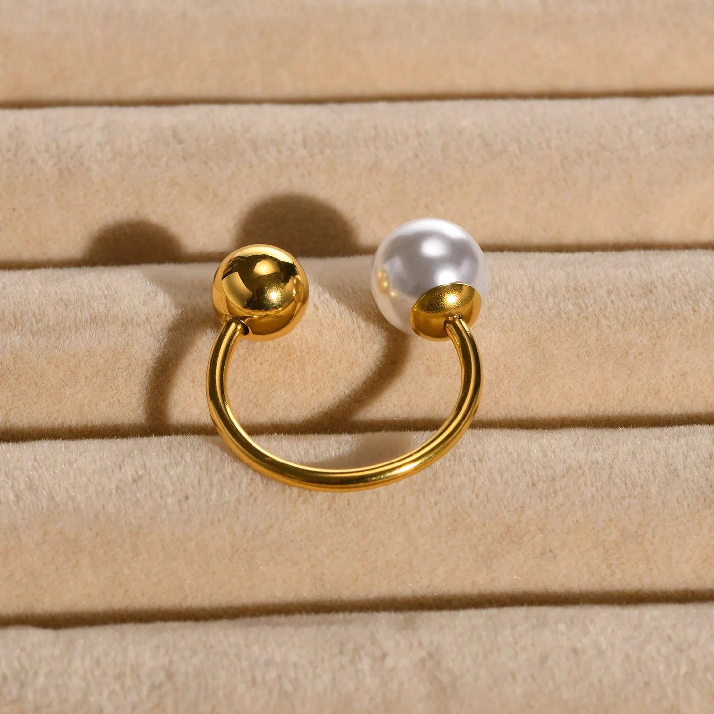 Modern Bypass Pearl Cuff Ring