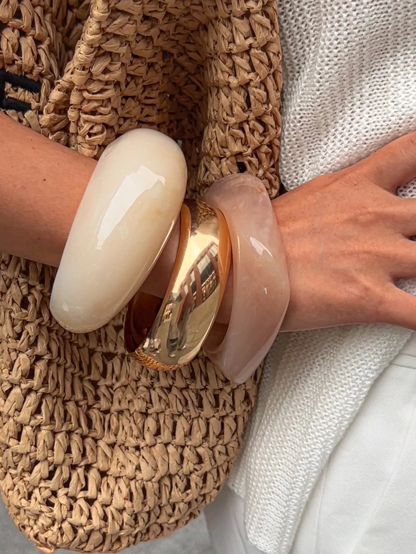 Bold Resin and Metal Cuff Bangles