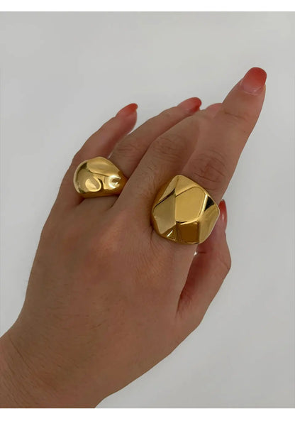 Textured Geometric Dome Ring