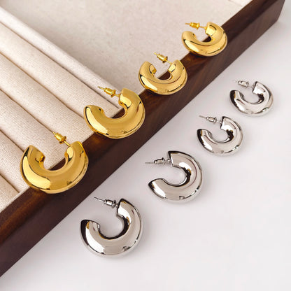 Bold C-Shape Hoop Earrings