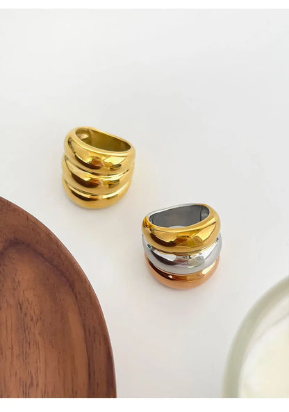 Chunky Triple-Tone Dome Ring