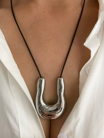 Oversized Horseshoe Pendant Necklace