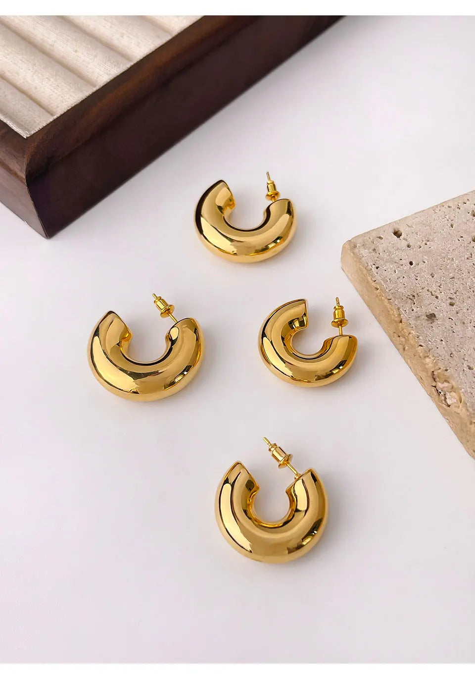 Bold C-Shape Hoop Earrings