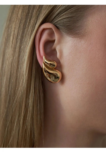 Double Layered Water Drop Stud Earrings