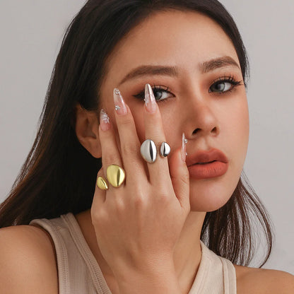 Bold Geometric Water Drop Open Ring