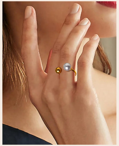 Modern Bypass Pearl Cuff Ring