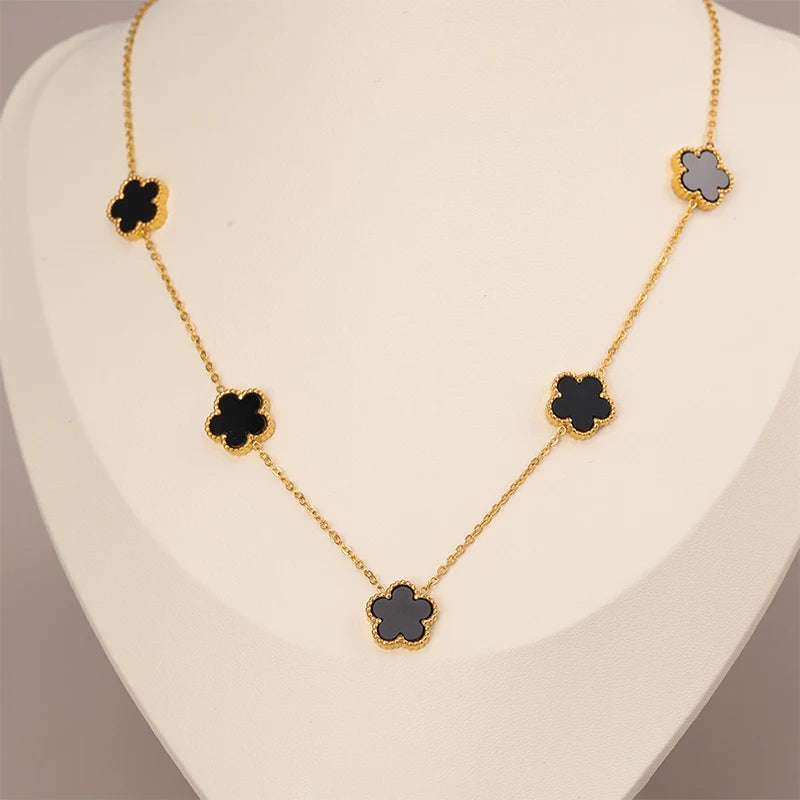 Five-Petal Double-Sided Pendant Necklace