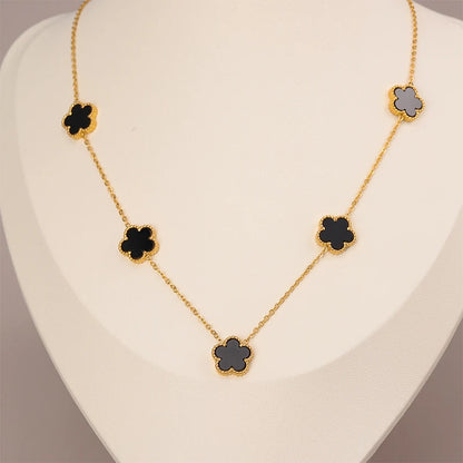 Five-Petal Double-Sided Pendant Necklace