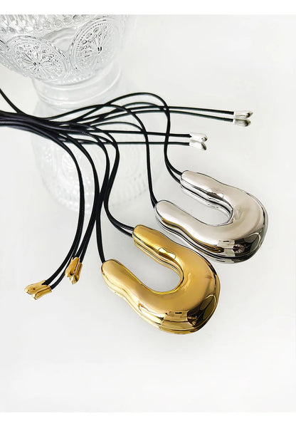Oversized Horseshoe Pendant Necklace