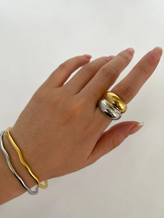 Bold Two-Tone Dome Ring