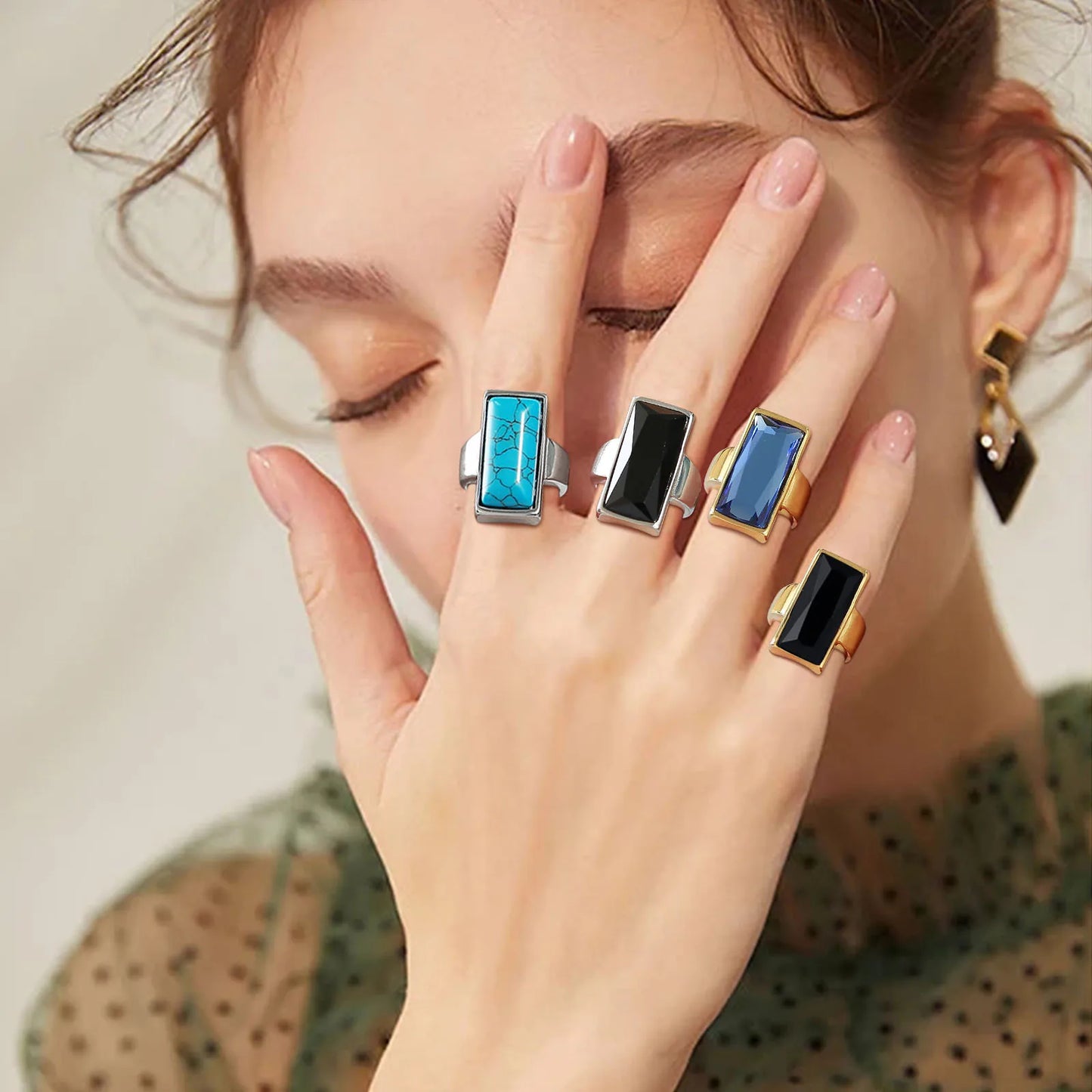 Turquoise Nature Stone Statement Ring