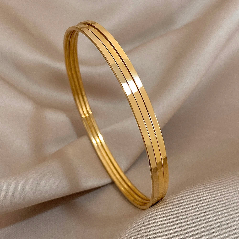 Glossy Stackable Bangle Bracelet Set