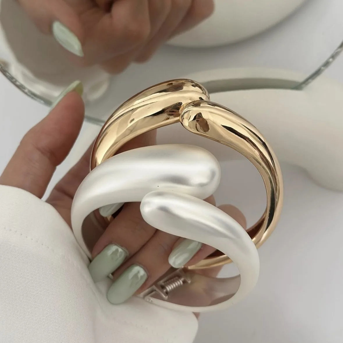Sculpted Water Drop Cuff Bangle