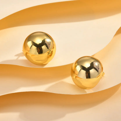 Half-Round Geometric Stud Earrings