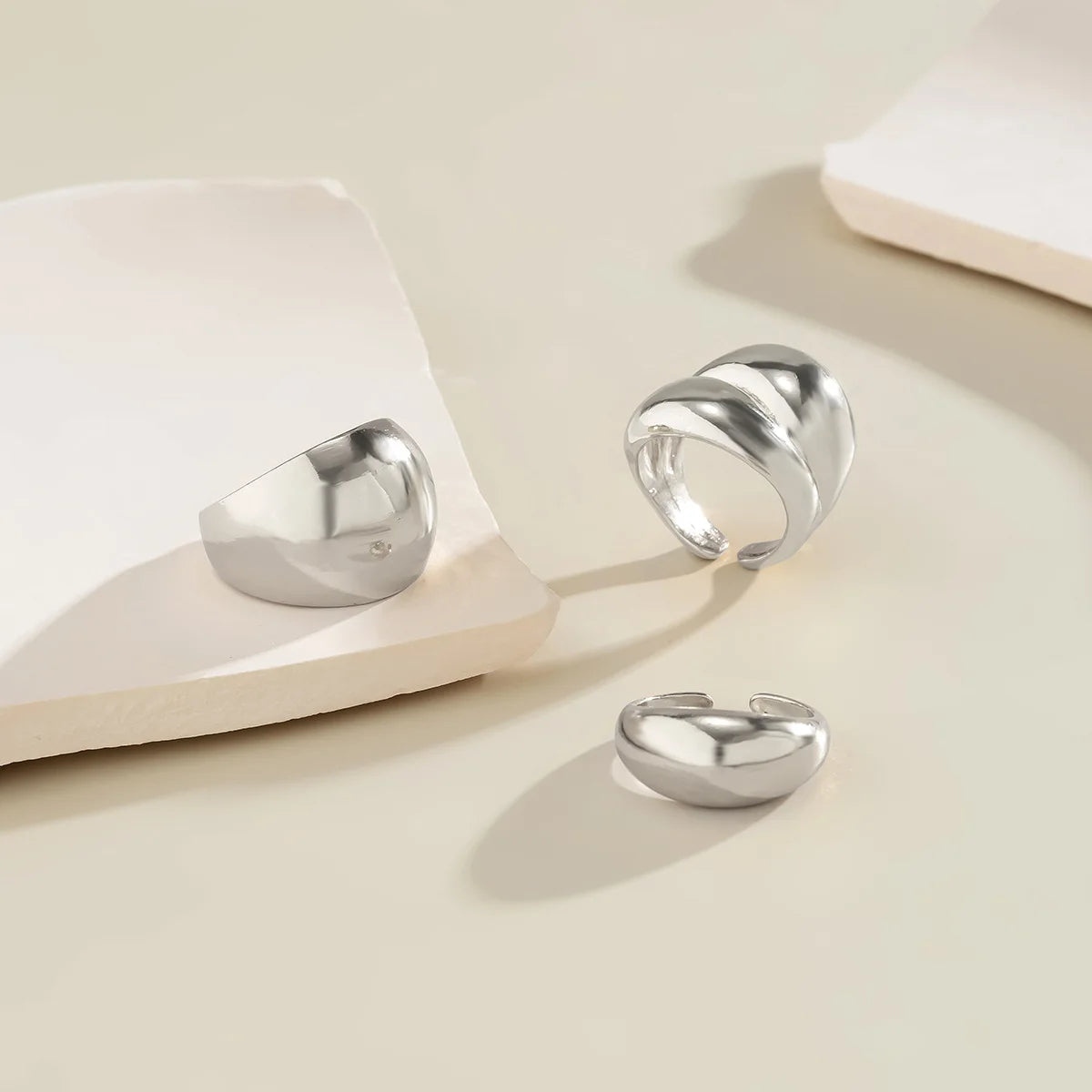 Bold Geometric Open Ring Set