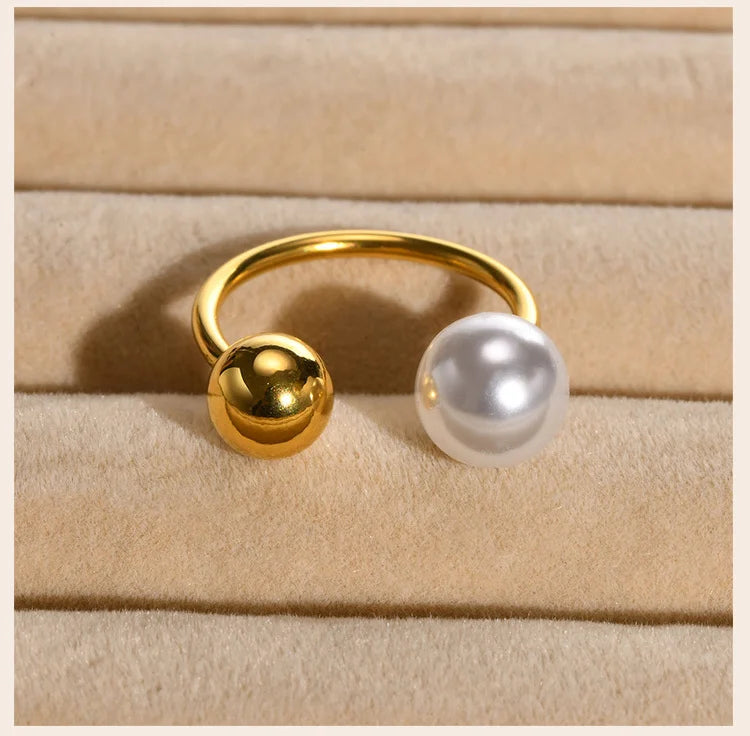 Modern Bypass Pearl Cuff Ring