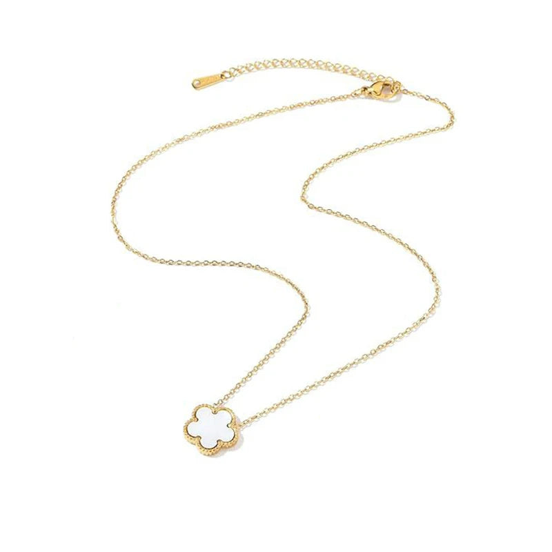 Five-Petal Double-Sided Pendant Necklace