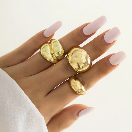 Bold Geometric Open Ring Set