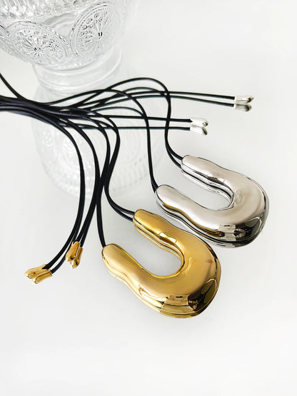 Oversized Horseshoe Pendant Necklace