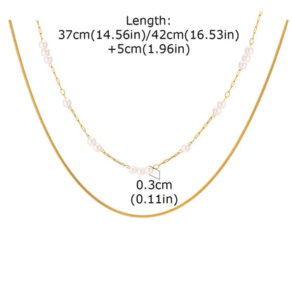 Layered Pearls Chain Necklace