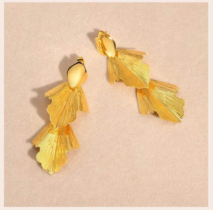 Geometric Leaf Dangle Earrings