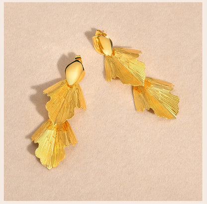 Geometric Leaf Dangle Earrings