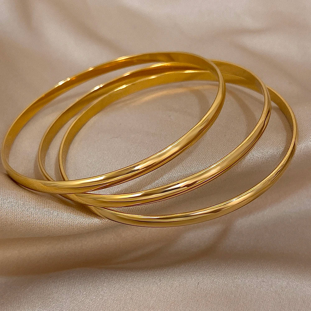 Glossy Stackable Bangle Bracelet Set