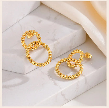 Double Circle Rope Drop Earrings