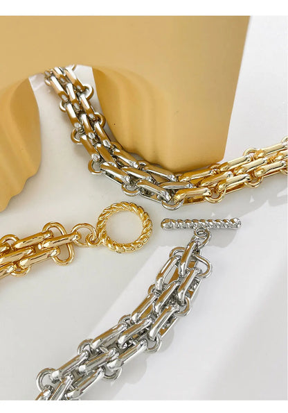 Two-Tone Chunky Link Chain Necklace