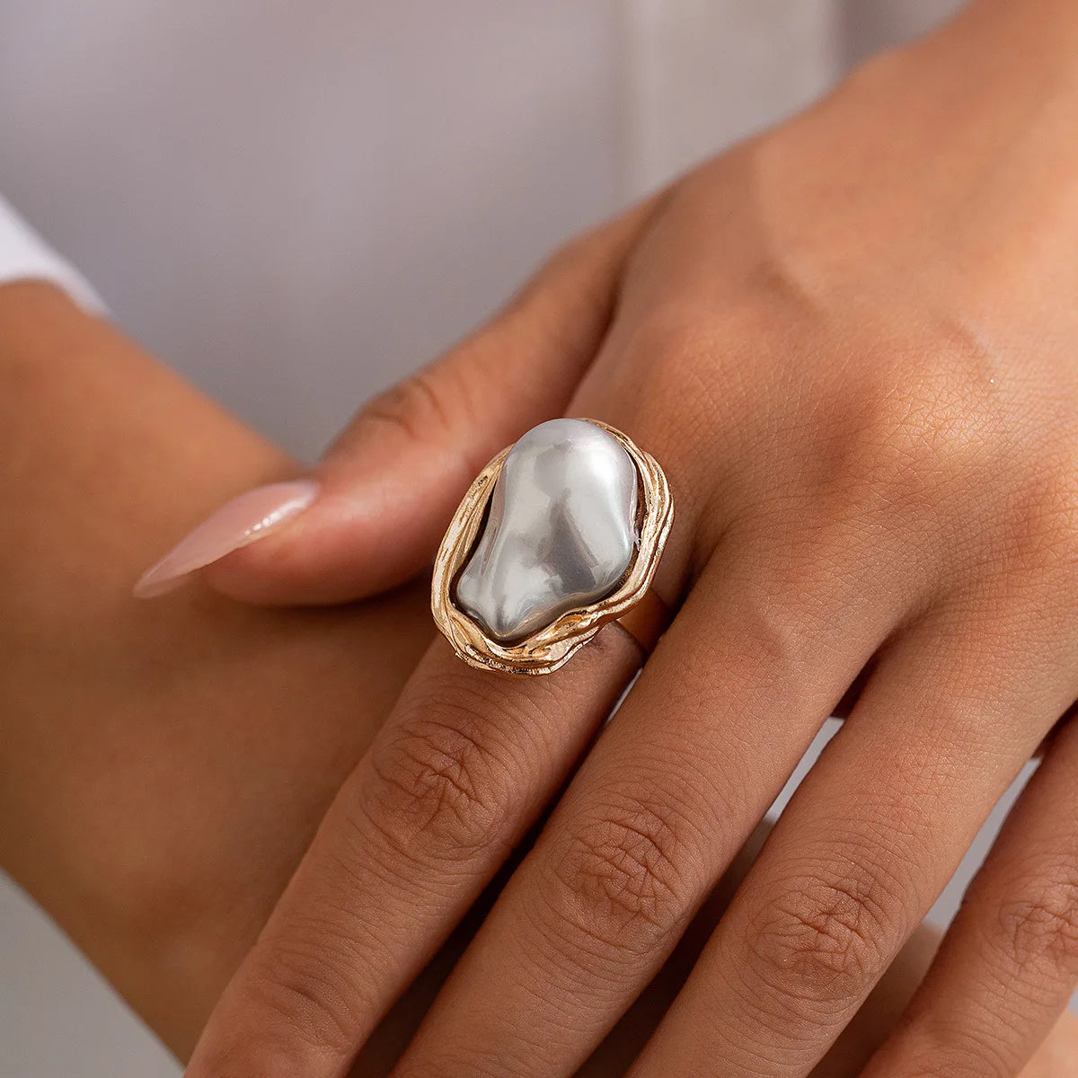 Baroque Irregular Pearl Ring Set