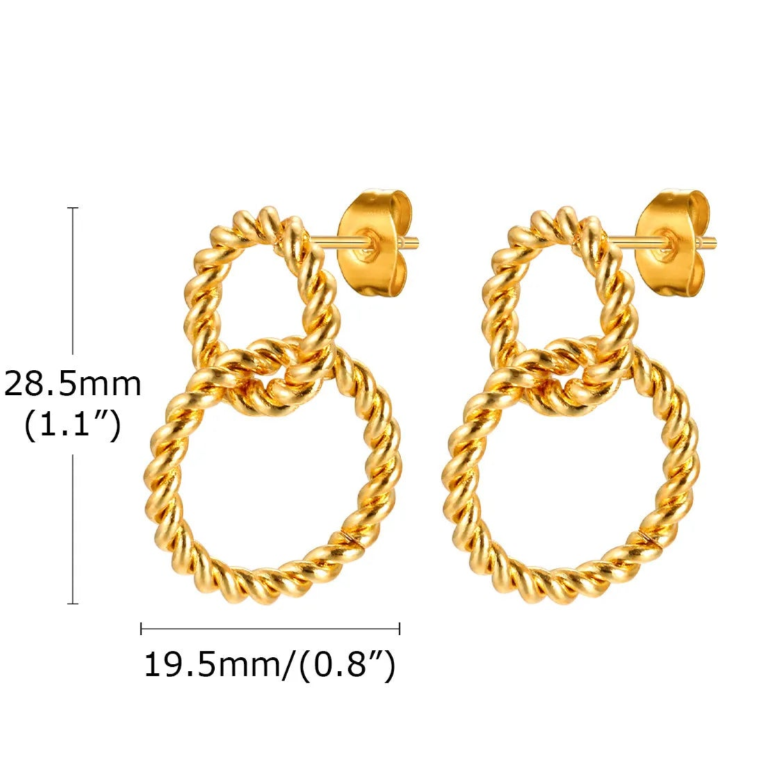 Double Circle Rope Drop Earrings