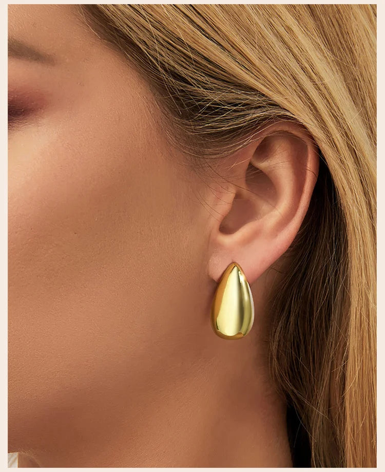 Drop Hoop Stud Earrings