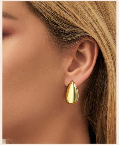 Drop Hoop Stud Earrings
